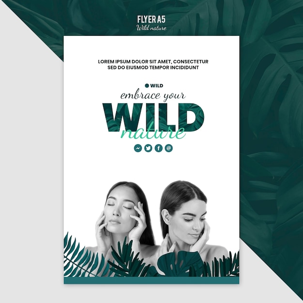 Free PSD flyer template theme with wild nature