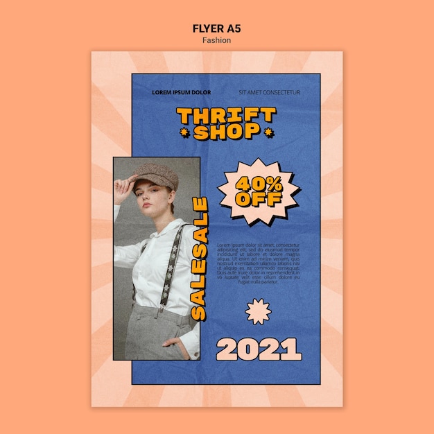 Flyer template for thrift shop fashion sale