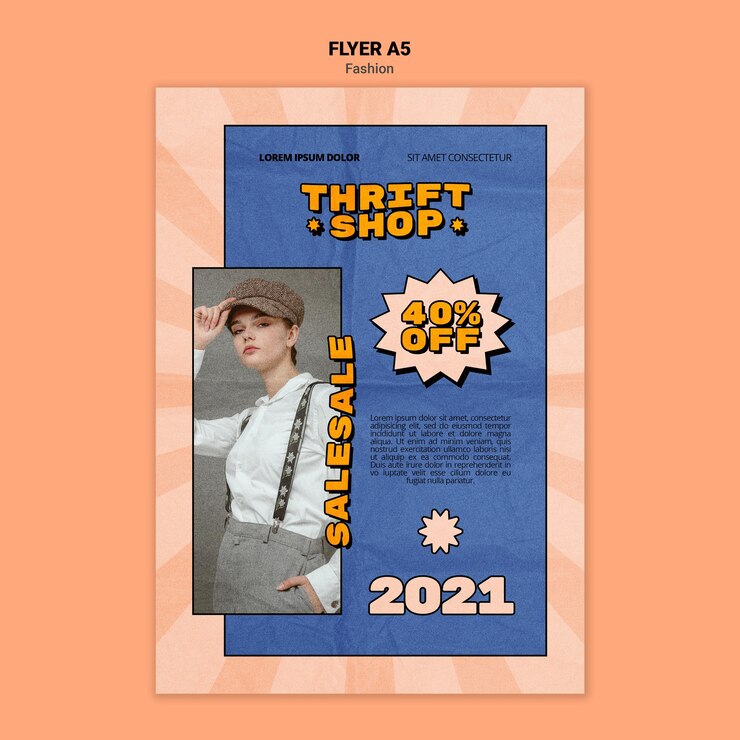 無料PSD リサイクルショップのファッション販売のチラシテンプレート