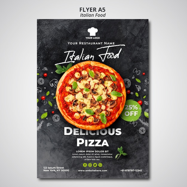 Flyer template for traditional italian food restaurant