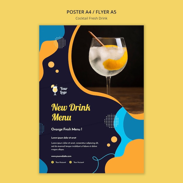 Free PSD flyer template for variety of cocktails