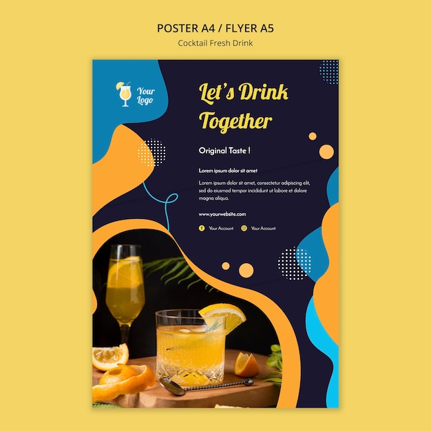 Free PSD flyer template for variety of cocktails