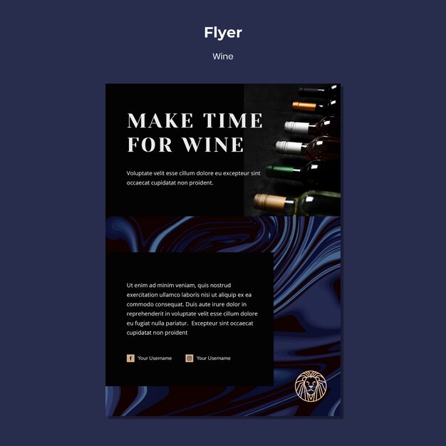 Flyer template for wine business with bottles