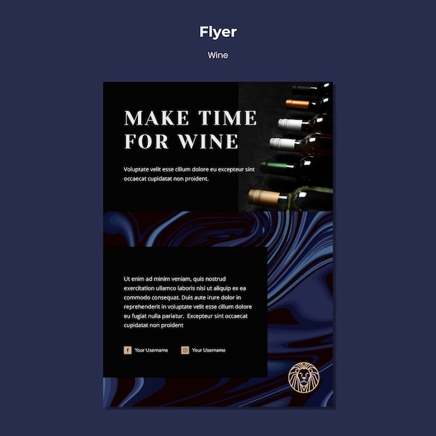 Flyer template for wine business with bottles