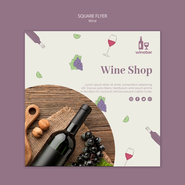 PSD gratuito modello di volantino per degustazione di vini