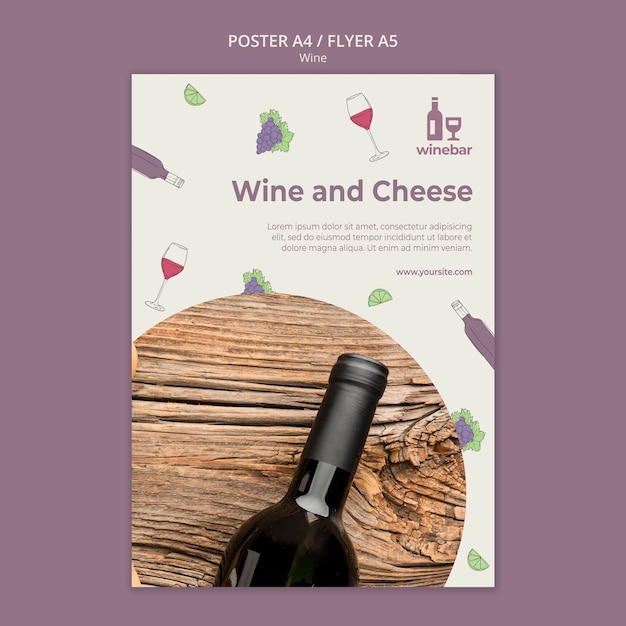 Free PSD flyer template for wine tasting