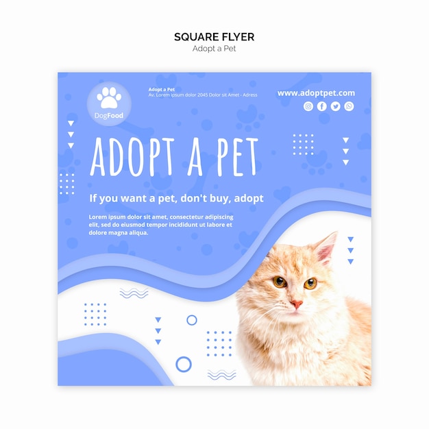 Flyer template with adopt pet