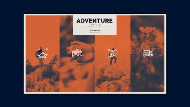 Free PSD flyer template with adventure concept