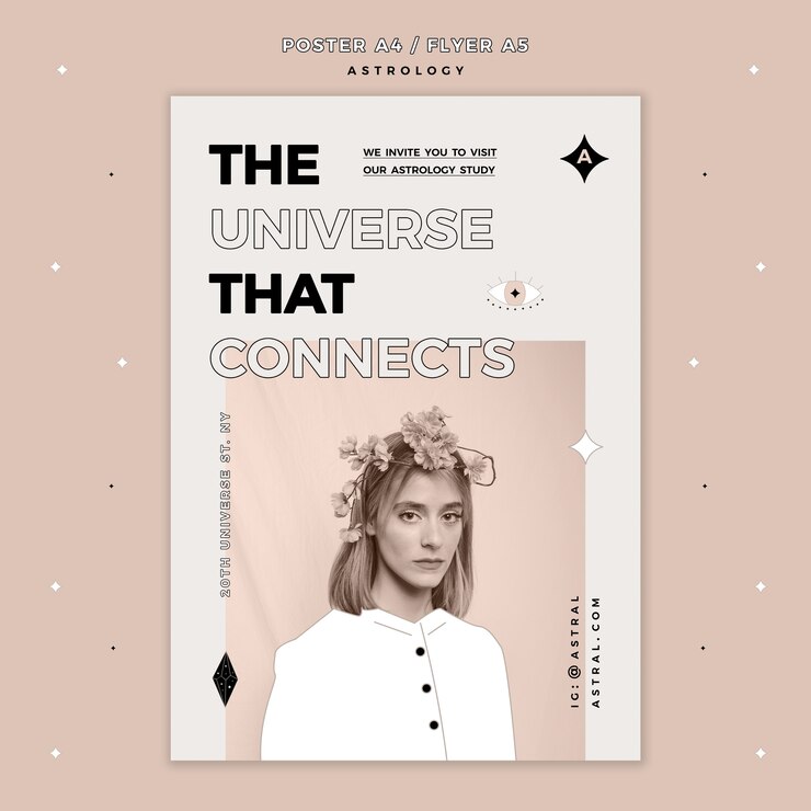 Free PSD flyer template with astrology