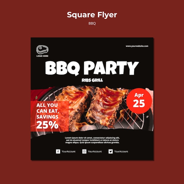 Free PSD flyer template with barbeque concept