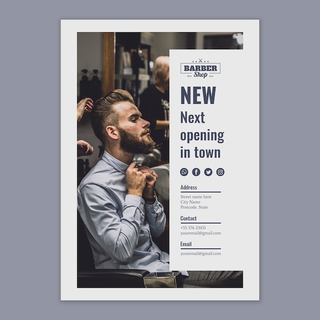 Free PSD flyer template with barber concept