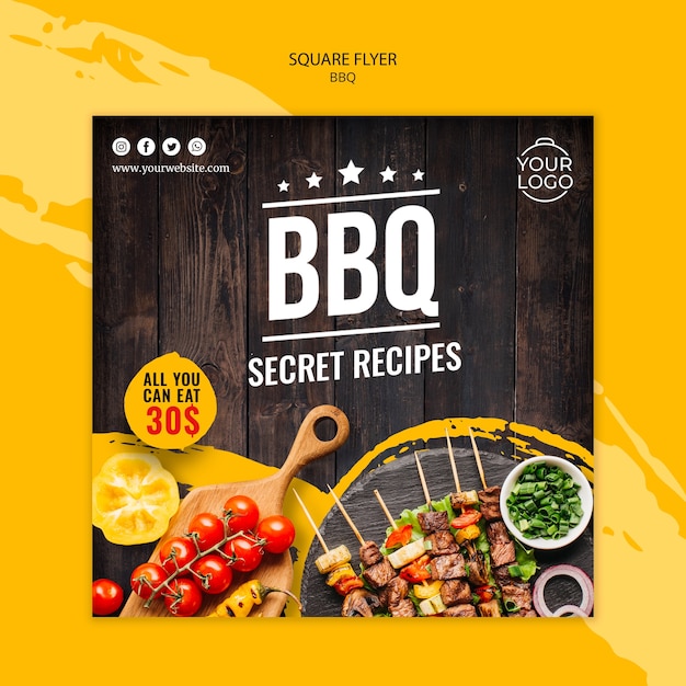 Free PSD flyer template with bbq theme