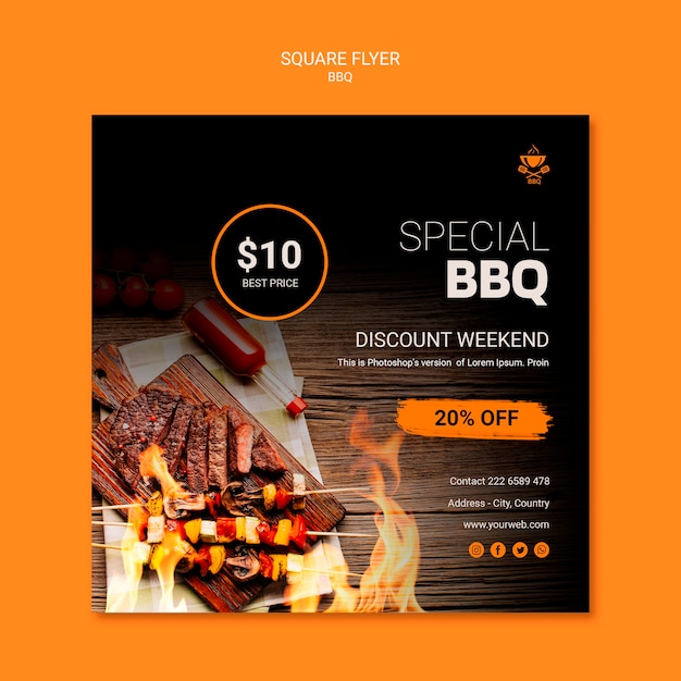 Free PSD flyer template with bbq