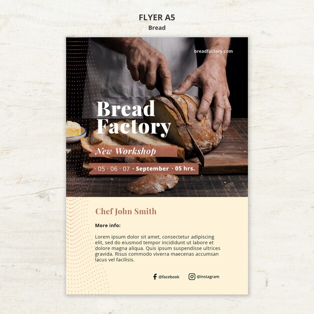 Free PSD flyer template with bread