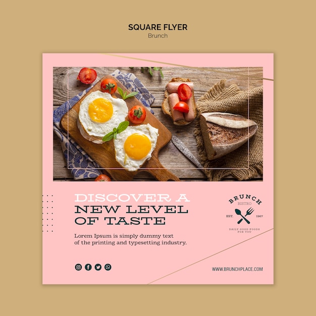 Free PSD flyer template with brunch theme