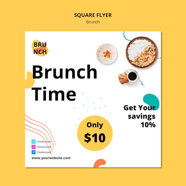 Free PSD flyer template with brunch theme