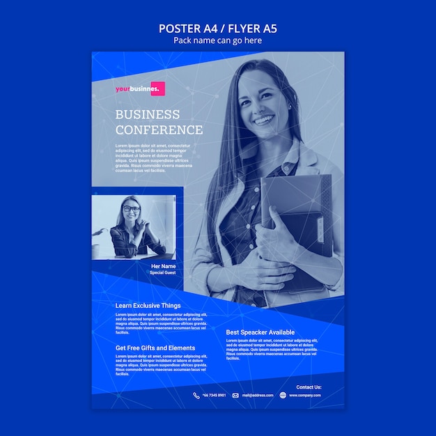 Flyer template with business woman