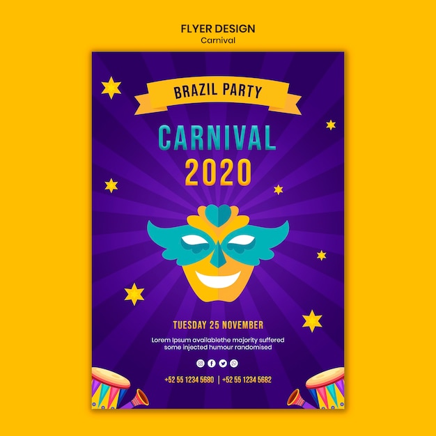 Free PSD flyer template with carnival theme