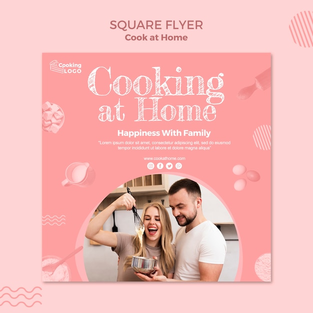 Flyer template with cooking at home template