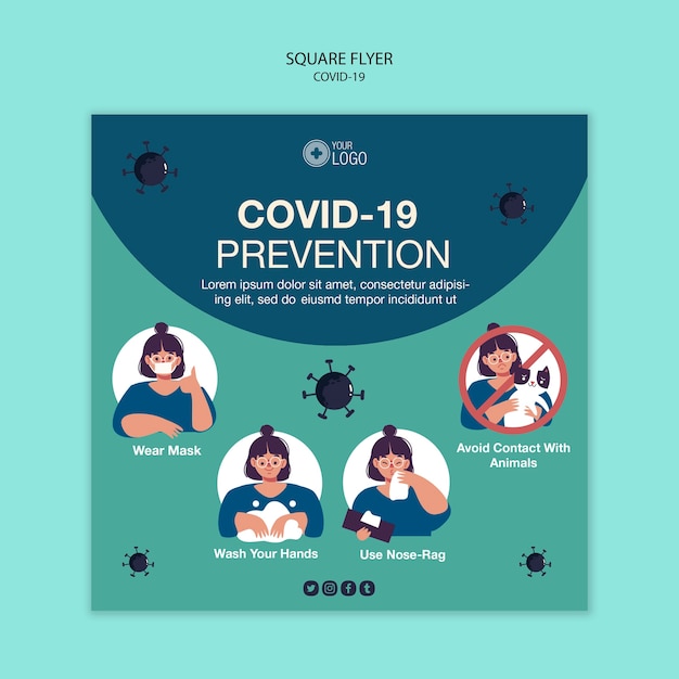 無料PSD covid 19のチラシテンプレート