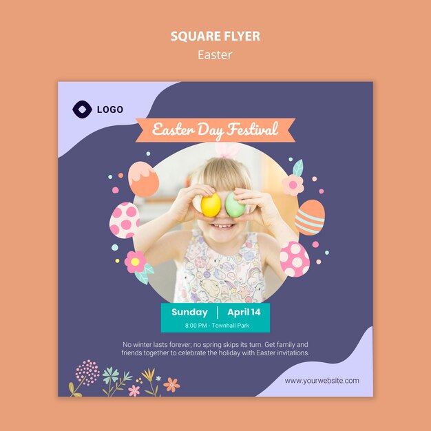 無料PSD イースターの日のチラシテンプレート