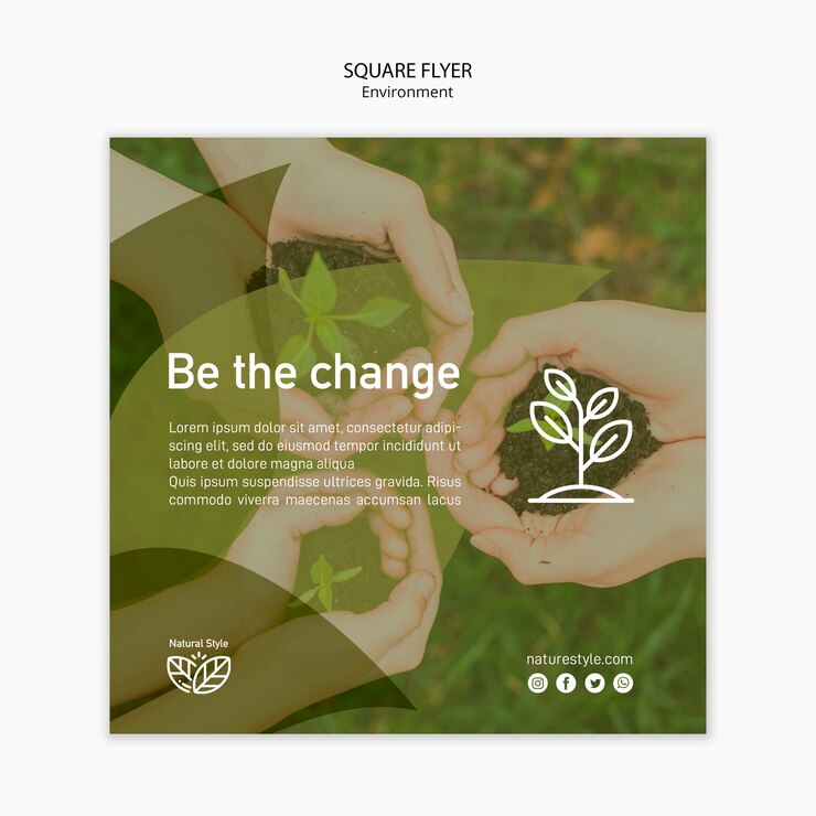 Free PSD flyer template with environment concept
