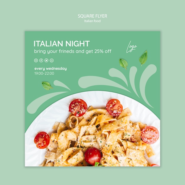 無料PSD イタリア料理のチラシテンプレート