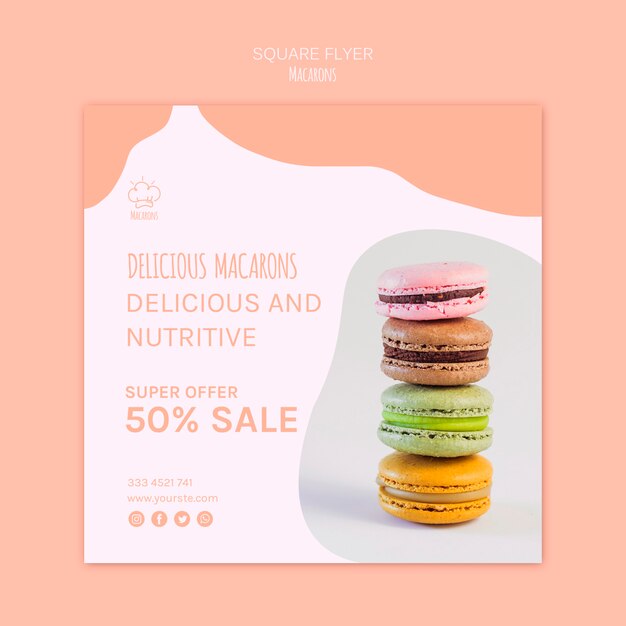 Flyer template with macarons concept