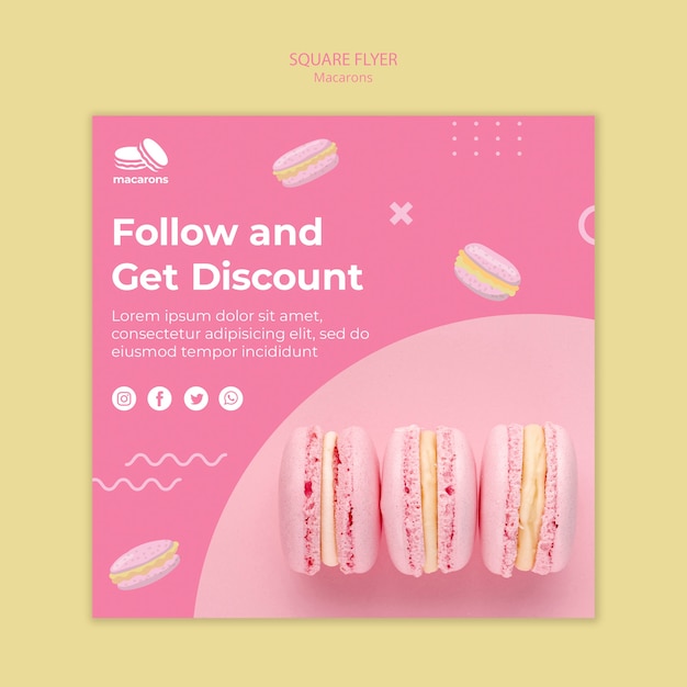 Free PSD flyer template with macarons design