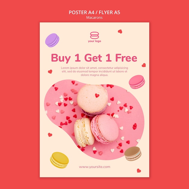 PSD gratuito modello di volantino con macarons