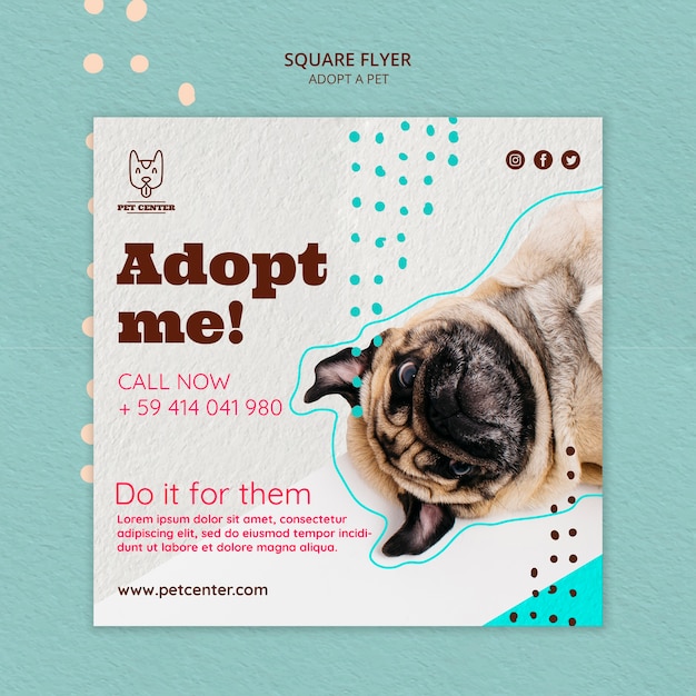 Free PSD flyer template with pet adoption concept