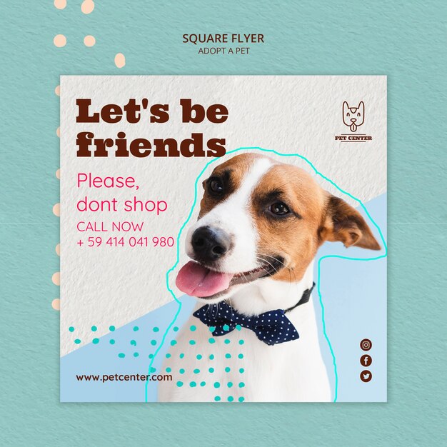 Flyer template with pet adoption design
