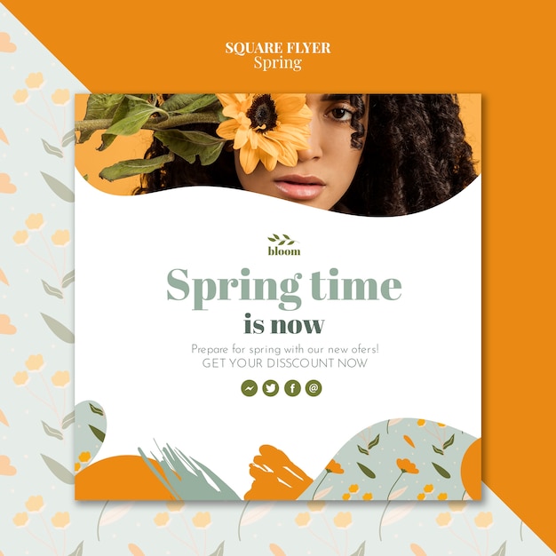 Free PSD flyer template with spring concept