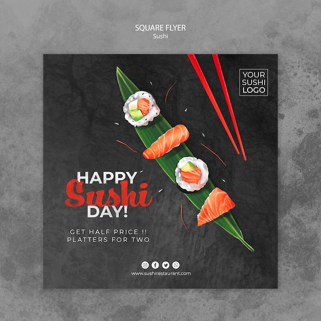 Free PSD flyer template with sushi day