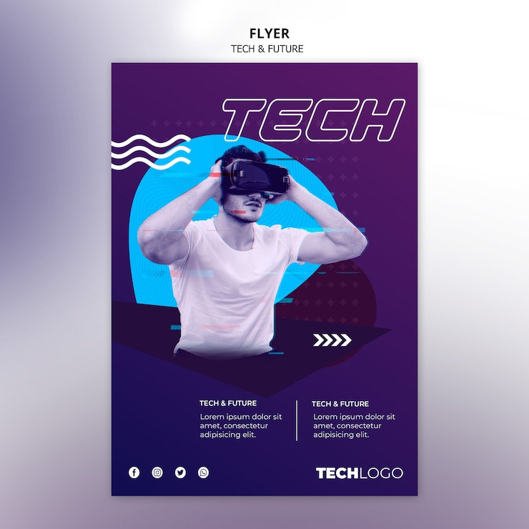 Free PSD flyer template with technology theme