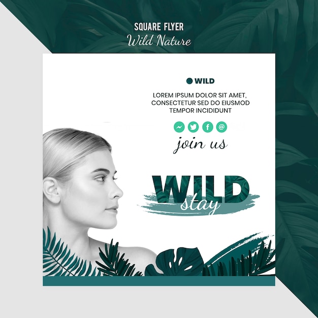 Free PSD flyer template with wild nature concept