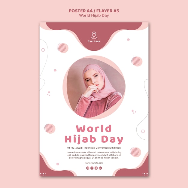 Flyer template for world hijab day celebration