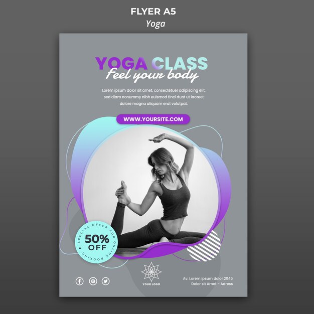 Flyer template for yoga lessons