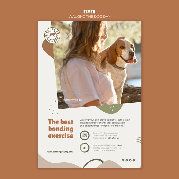Flyer walking the dog day template