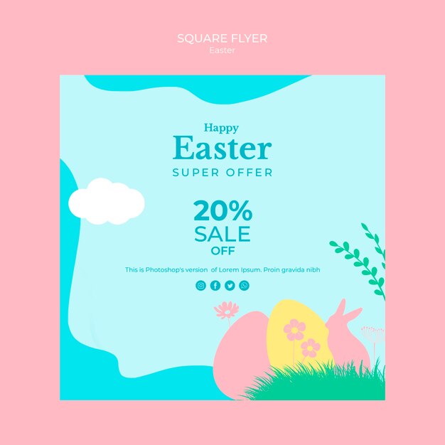 Flyer with easter sale concept
