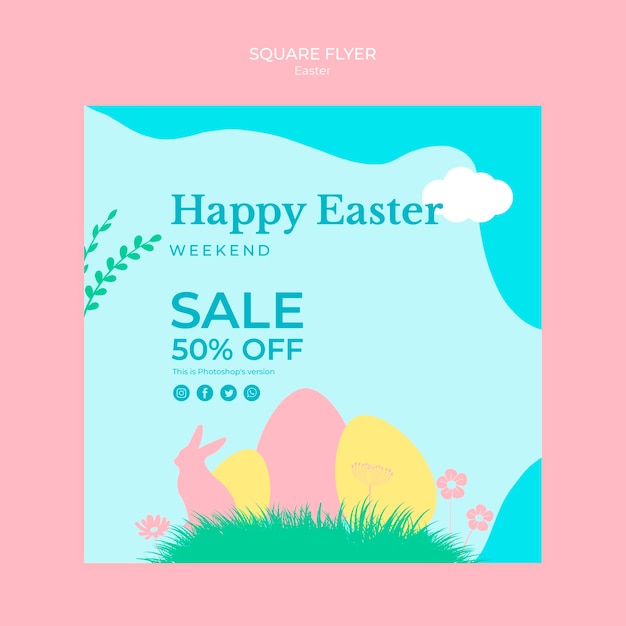 Free PSD flyer with easter sales theme