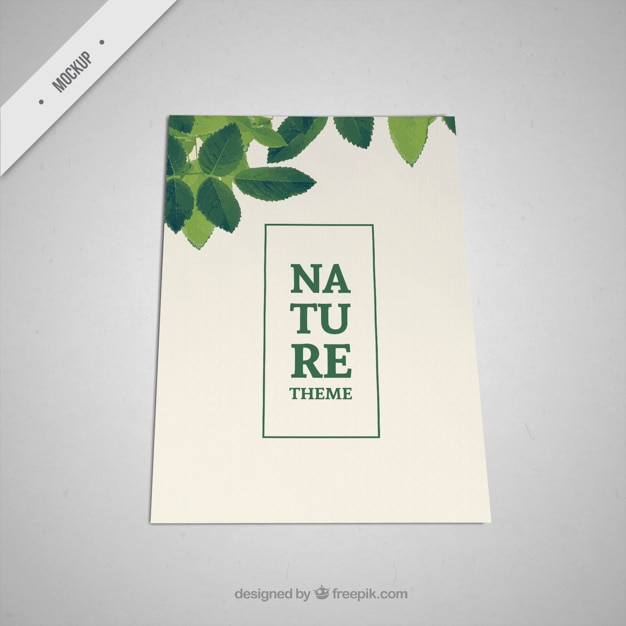 Free PSD flyer with green leaves