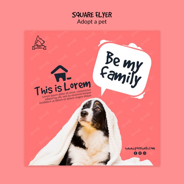 Flyer with pet adoption concept