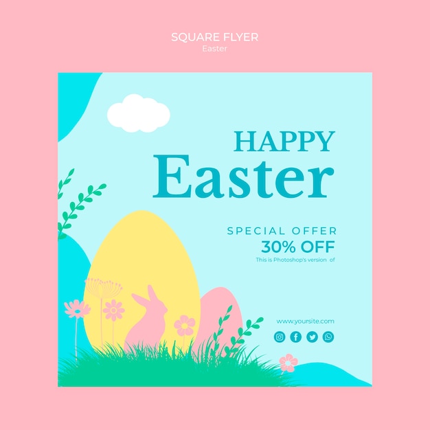 Free PSD flyer with thematic easter sales