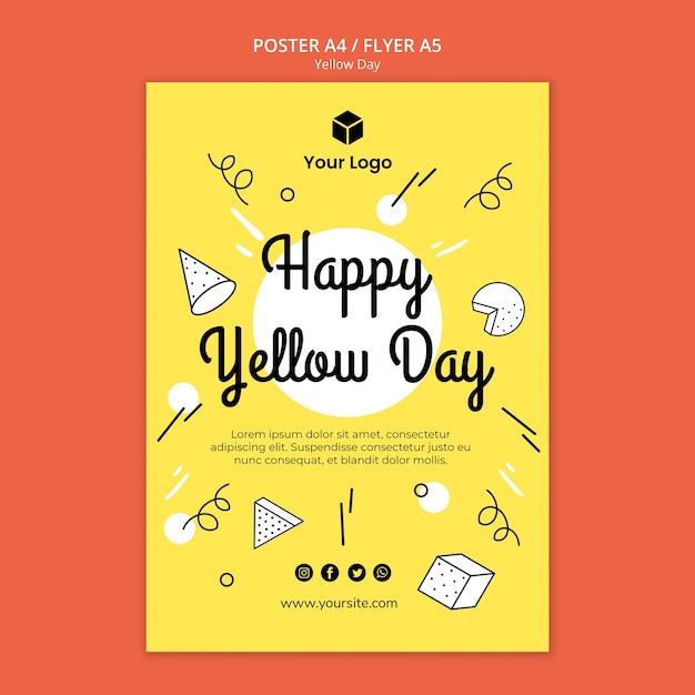 Flyer with yellow day template