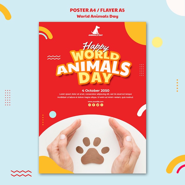 Free PSD flyer world animals day template