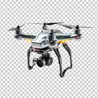 Free PSD flying drone with camera cutout isolated on a transparent background