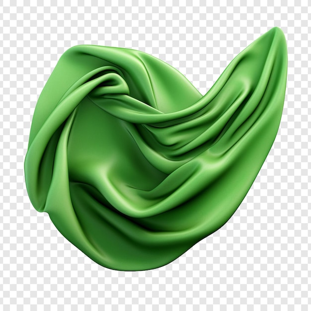 Бесплатный PSD Летающая зеленая шелковая ткань изолирована на прозрачном фоне