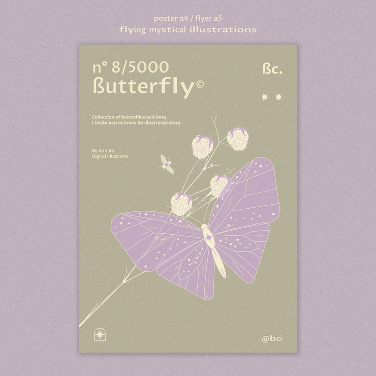 Free PSD flying mystical butterfly flyer template