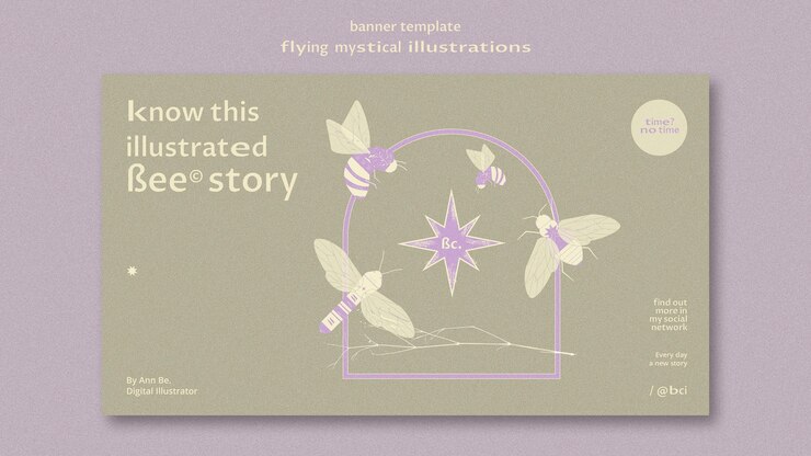 Free PSD flying mystical moth banner web template